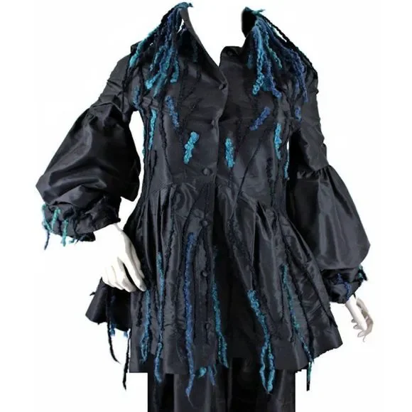 Silk Taffeta Puff Sleeve Blouse w/Embroidered Accents by MASSIMO CRIVELLI MILAN - Picture 1 of 12